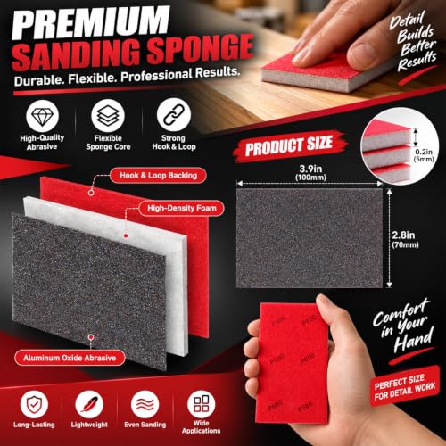 24 Pcs 120 Grit Sanding Sponges, Wet Dry Sanding Blocks for Polishing - size: 24 PCS-120 Grit