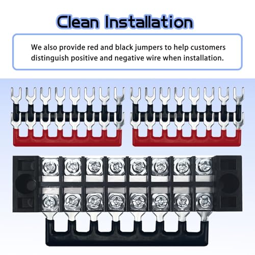 4 Sets 8 Positions 600V 15A Terminal Blocks Ground Circuit Dual Row Bus Bar Wire Screw Terminal Block Kit with Cover 600V Pre Insulated Terminal Strip WW004-1508 - size: 15A 8P