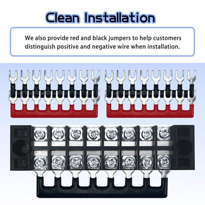 4 Sets 8 Positions 600V 15A Terminal Blocks Ground Circuit Dual Row Bus Bar Wire Screw Terminal Block Kit with Cover 600V Pre Insulated Terminal Strip WW004-1508 - size: 15A 8P