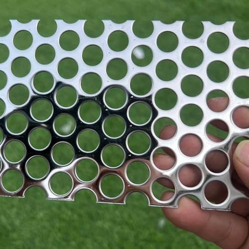 7.8"x3.9" Opening Round Holes About 1/2inch (12mm) Perforated Metal Sheets 19Gauge Expanded Metal Mesh Perforated 304 Stainless Steel Sheet Mesh Screen Panel Decorative Panel Decorati Plate - size: 7.8"x3.9", style: Round Hole 12mm