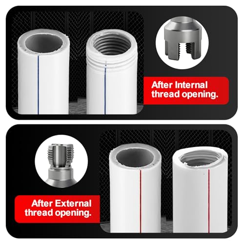 2PCS Pipe Threading Tool, 1/2" & 3/4" Dual-Function Internal & External Pipe Threader Kit, Alloy Steel Thread Cutting Tool for Water Pipes, Electric Drill Compatible, Fast DIY Plumbing Solution