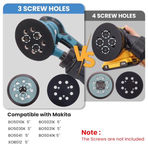 2 Pack 5 Inch Sander Pad, 3 Screw Holes Compatible with Makita & DeWalt - color: 2 Pack