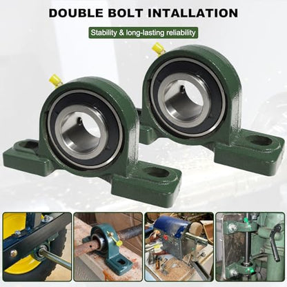 2 Pack UCP208-24 Pillow Block Bearing - 1-1/2" Mounted Pillow Block Bearings Solid Cast Iron Base - Self Alignment (UCP208) - style: UCP208-24