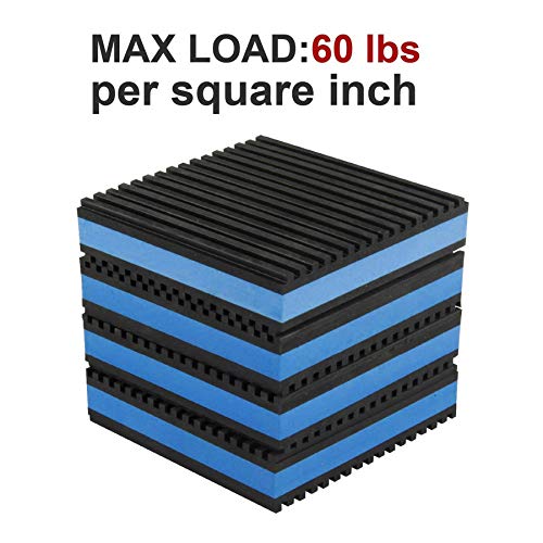 LBG Products Rubber Anti-Vibration Isolator Pads,Heavy Duty Blue EVA Pad for Air Conditioner,Compressors,HVAC,Treadmills etc(4'' X 4'' X 7/8") - size: 4'' X 4'' X 7/8"