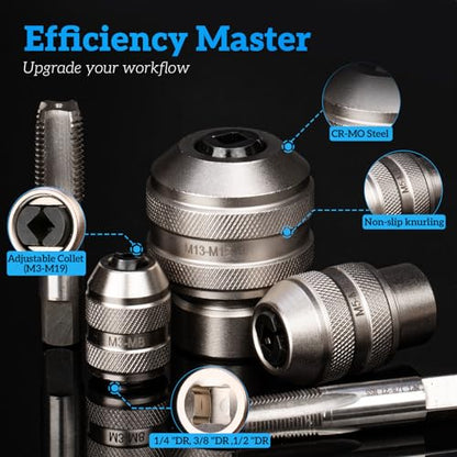 Adjustable Tap Socket Set for Ratchet Wrench 1/4" 3/8" 1/2" Drive