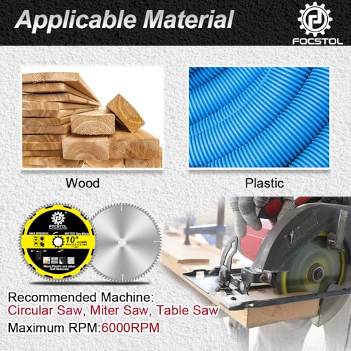 FOCSTOL Wood Cutting Circular Saw Blade 10''(255mm), 2pcs 80 Teeth TCT Cutting Blade for Wood, Plywood, Particle Board, Plastics and Other Soft Materials - size: 10''(255mm) 80T