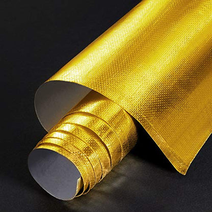 BBTO Heat Reflective Sheet Adhesive Backed Aluminized Fiberglass Heat Shield Tape Protection Barrier Resistant Material for Hose and Auto Use Insulation Sheet(Gold, 24 x 48 Inch) - color: Gold, size: 24 x 48 Inch