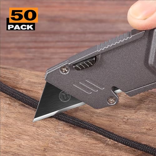 M MEEPO Utility Knife Blades, Never Rust, Blackened SK-5 Steel, 50-Pack - size: Blackened 50-Pack