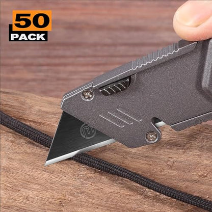 M MEEPO Utility Knife Blades, Never Rust, Blackened SK-5 Steel, 50-Pack - size: Blackened 50-Pack