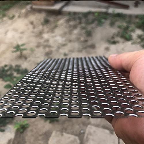 19 Gauge 7.8"x3.9" Perforated Metal Sheets Expanded Metal Mesh Opening 35% Hole 5mm 0.2"(About 1/5") Perforated Stainless Steel Sheet 304 Stainless Steel Mesh Screen Panel Decorati Plate - size: 7.8" X 3.9"