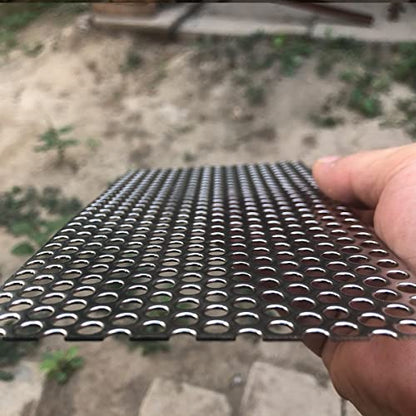 19 Gauge 7.8"x3.9" Perforated Metal Sheets Expanded Metal Mesh Opening 35% Hole 5mm 0.2"(About 1/5") Perforated Stainless Steel Sheet 304 Stainless Steel Mesh Screen Panel Decorati Plate - size: 7.8" X 3.9"