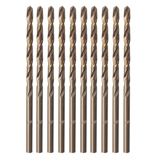 Cobalt Drill Bit 1/8" Twist Drill Bits, M35 High Speed Steel Jobber Length Drill Bit, 135 Degree Tip for Hard Metal, Stainless Steel, Cast Iron with Index Storage Case, Pack of 10 pcs - size: 1/8 in(10pcs)