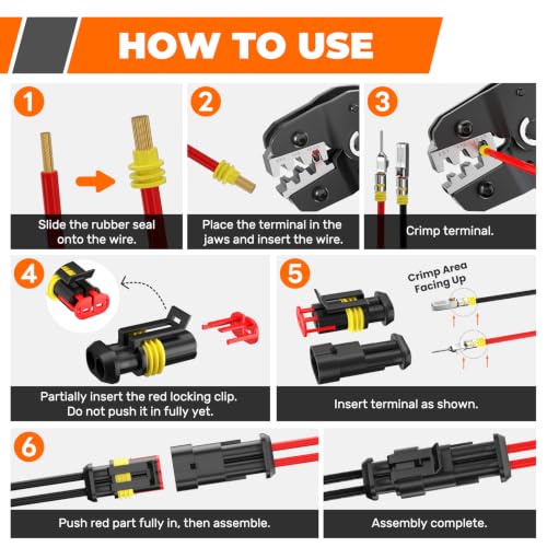 828PCS Waterproof Electrical Connectors with Ratcheting Crimper