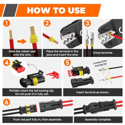 828PCS Waterproof Electrical Connectors with Ratcheting Crimper