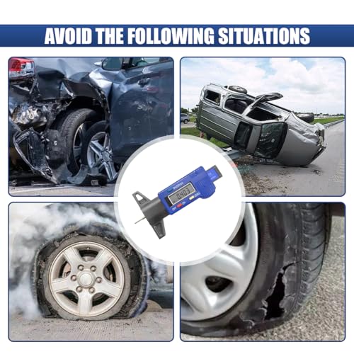 Digital Tire Tread Depth Gauge, Portable 0.01mm Resolution, Blue - color: Blue