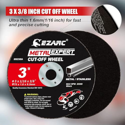 EZARC Metal Cut Off Wheels 3 x 1/16 x 3/8-Inch, 50-Pack - size: 25PCS 3” x 1/16” x 3/8” (Pack of 2)