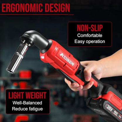 AOBEN Brushless 1/2" Right Angle Impact Wrench for Auto Repair,DIY - color: Burgundy Red