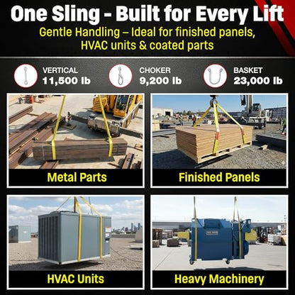 DD Sling 4 Inch x 16 Foot Nylon Lifting Sling – USA Made, 11,500 lb Vertical, 9,200 lb Choker, 23,000 lb Basket – 2-Ply Heavy Duty 900 Webbing, Type 3 Flat Eye & Eye Rigging Sling - size: 4"x16'