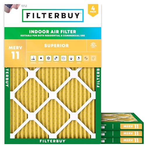 Filterbuy 12x18x1 Air Filter MERV 11 Pet & Allergy Defense (4-Pack) - size: 12x18x1