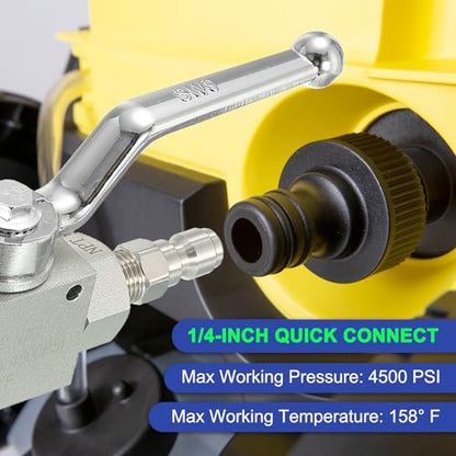 PATIKIL High Pressure Washer Ball Valve Kit, Stainless Steel Washer Hose with Tapes 1/4 Inch Quick Connect for Power Washer Hose, 4500 PSI Pressure