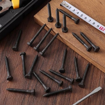 Zonon 100 Pcs 1/4" X 2" 304 Stainless Steel Lag Screw for Wood, Black - color: Black, size: 1/4" X 2"