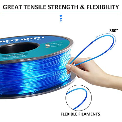 GIANTARM 95A TPU 3D Printer Filament 1.75mm, 1kg, Clear Blue, +/- 0.03mm - color: Tpu Blue