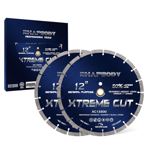 RHAPSODY 12Inch Diamond Saw Blade 2Pcs, Segmented General Purpose Blade - color: Segmented Blade, size: 12Inch