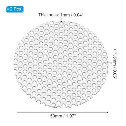 PATIKIL 2" Dia 304 Stainless Steel Perforated Sheet 0.06" Hole 2 Pcs - size: 2inch