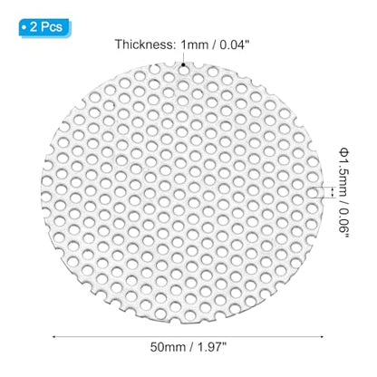PATIKIL 2" Dia 304 Stainless Steel Perforated Sheet 0.06" Hole 2 Pcs - size: 2inch
