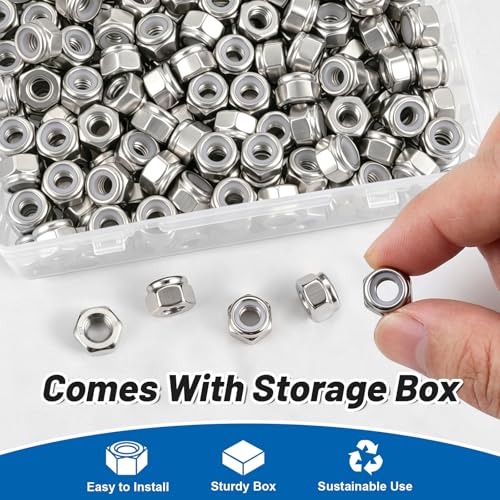 1/4"-20 Lock Nuts, 180Pcs Stainless Steel Hex Nylon Insert Locking nut - size: locknut-1/4" 180PCS