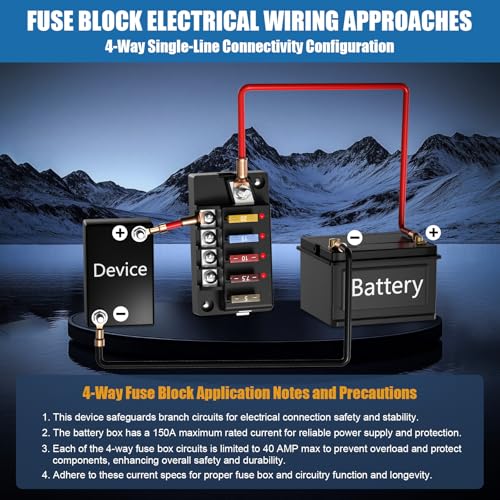 12V Fuse Block, 4 Circuits Waterproof Marine Fuse Panel Relay Box Kit with LED Indicator Damp-Proof Cover, ATO Blade Block for 12V/24V Automotive Marine Truck Car Boat RV - size: 4 Way Fuse Box