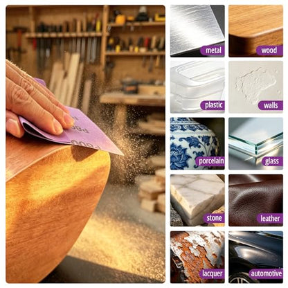 1/4 Sheet Sandpaper Assortment for Palm Sander – 50Pcs Wet/Dry Sand Paper 60/80/120/150/220 Grit, Sandpaper for Wood, Metal, Drywall, Automotive Polishing (4.5" x 5.5") Purple