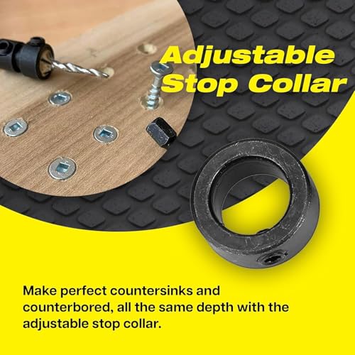 Countersink Bit Set for Wood, 3 Bits + 1 Free Extra, Tapered Bits with Adjustable Collar & Hex Wrench, Collar Set for Drilling, Precision Woodworking Tools, Durable Construction, #6 (9/64") - style: 4 Pc #6 (9/64")