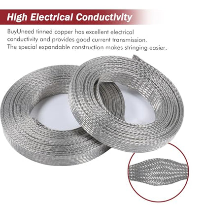 Tinned Copper Grounding Strap Metal Braided Wire Shielding Wrap Cable Sleeve Prevention Mesh Electronic Interfernce Screening 3/16" ID (5/16 inch - 18ft) - size: 5/16 inch - 18ft