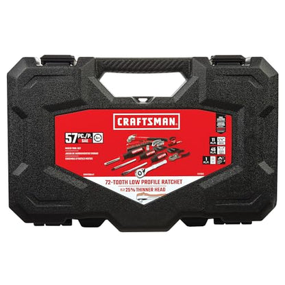 CRAFTSMAN 57 Piece Mechanics Tool Set Home Tool Set, Sockets, Ratchet, Screwdrivers, Hammer, Pliers, Hex Keys, Specialty Bits Hand Tools (CMMT99447)