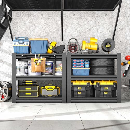 3 Tier Garage Storage Shelf, Require Assembly(Black) - size: 15.75"D*23.62"W*31.5"H