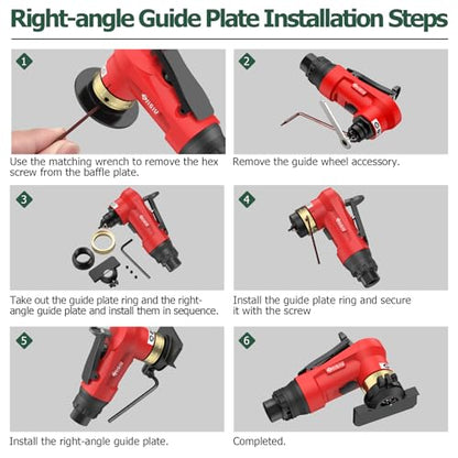 Upgraded Pneumatic Chamfer Tool with Straight Guide Plate Save Guide Wheels - color: Red