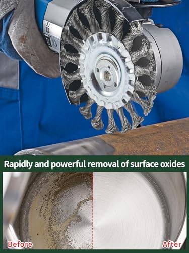 Wire Wheel Brush 4in for 4-1/2" Angle Grinder, 5/8-11 Thread, 1pcs - style: 4in Knotted