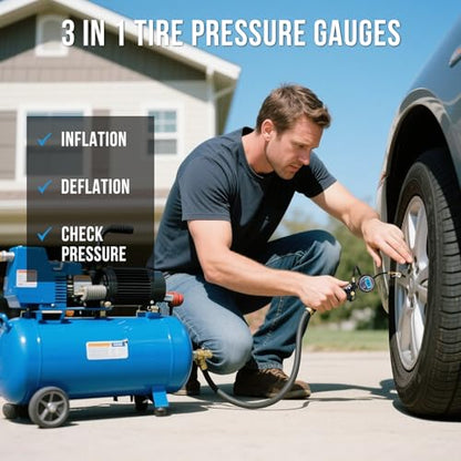 Digital Tire Pressure Gauge with Inflator 3-250 PSI Heavy Duty - size: 1 Pack Standard
