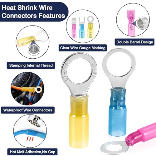 ZQZ 295Pcs Heat Shrink Marine Wire Connectors Assortment Kit, Waterproof - size: Heat Shrink