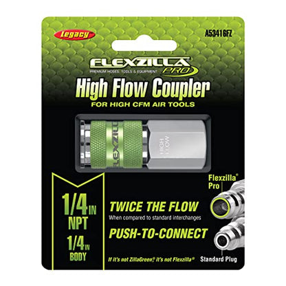 Flexzilla Pro High Flow Coupler, 1/4" Body, 1/4" FNPT - A53416FZ - style: Coupler FNPT