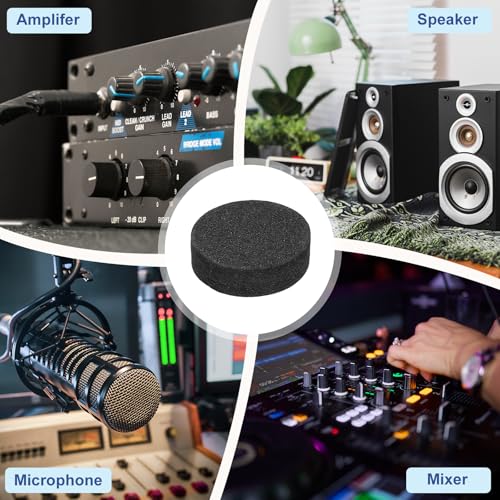 MECCANIXITY 4 Pcs Single Sided Speaker Isolation Feet Pads, 20mmx5mm Non Slip Foam Shock Absorption Base Pad Amplifier Stand Feet Mat for Speaker HiFi Home Theater Sound System, Black - size: 20mmx5mm