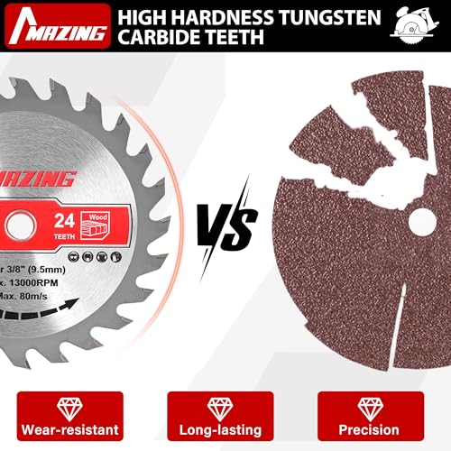 MAZING 4 PCS 4-1/2 Inch 24T&40T Circular Saw Blades, 4.5 inch TCT Compact Circular Saw Blade with 3/8" Arbor, ATB Design, Fit for Woodworking Cutting Plywood, Soft & Hardwood, Wood with Nails - style: 4-1/2" 24&40T-4Pack
