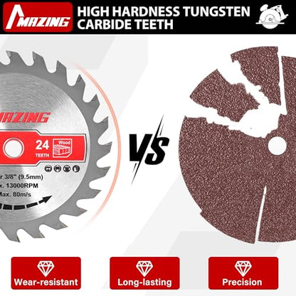 MAZING 4 PCS 4-1/2 Inch 24T&40T Circular Saw Blades, 4.5 inch TCT Compact Circular Saw Blade with 3/8" Arbor, ATB Design, Fit for Woodworking Cutting Plywood, Soft & Hardwood, Wood with Nails - style: 4-1/2" 24&40T-4Pack