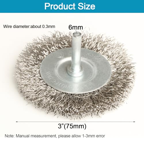 FPPO 20PCS 3 Inch Stainless Steel Wire Wheel Brushes Kit for Drill with 1/4-Inch Shank,Wire Wheels for Power-Operated Grinders