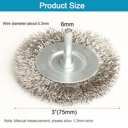 FPPO 20PCS 3 Inch Stainless Steel Wire Wheel Brushes Kit for Drill with 1/4-Inch Shank,Wire Wheels for Power-Operated Grinders