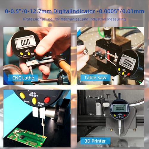 Electronic Digital Dial Gauge,with A Range of 0.5in/12.7mm and A Digital Indicator Accuracy of 0.01mm/0.0005 "Metric and Imperial Measure Tool Electronic Dial Gauge of 3D Printing and CNC Machine - size: 0.5 in/0.01