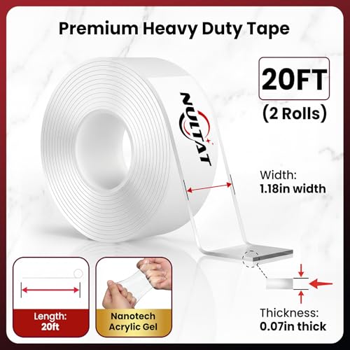 NULTAT Double Sided Tape Heavy Duty, Nano Double Stick Tape 20 Feet - size: 20 feet