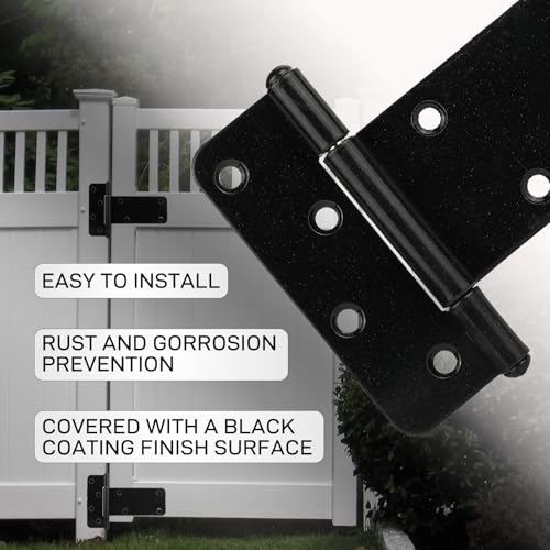 2 Pack 5” Heavy Duty Gate Hinges,260 Lbs Capacity Black Door Hinges - size: 5 inches - 2 Pack