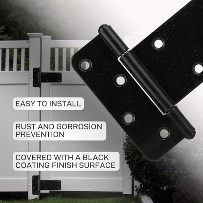 2 Pack 5” Heavy Duty Gate Hinges,260 Lbs Capacity Black Door Hinges - size: 5 inches - 2 Pack
